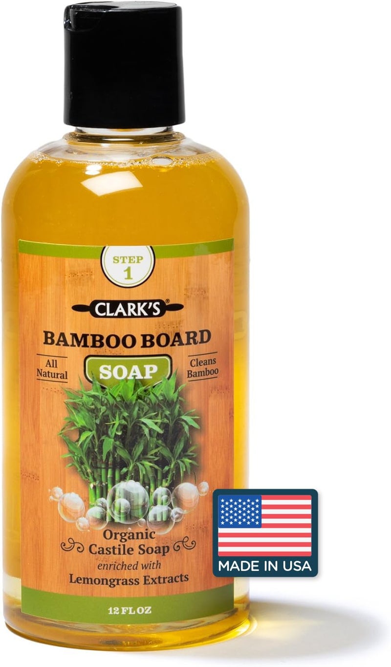 CLARKS Cutting Board Organic Soap Enriched with Lemongrass Extracts Cleaner for Kitchen Countertops Butcher Blocks Bamboo Wooden Bowls and Utensils Cleans and Restores Wood Food Safe